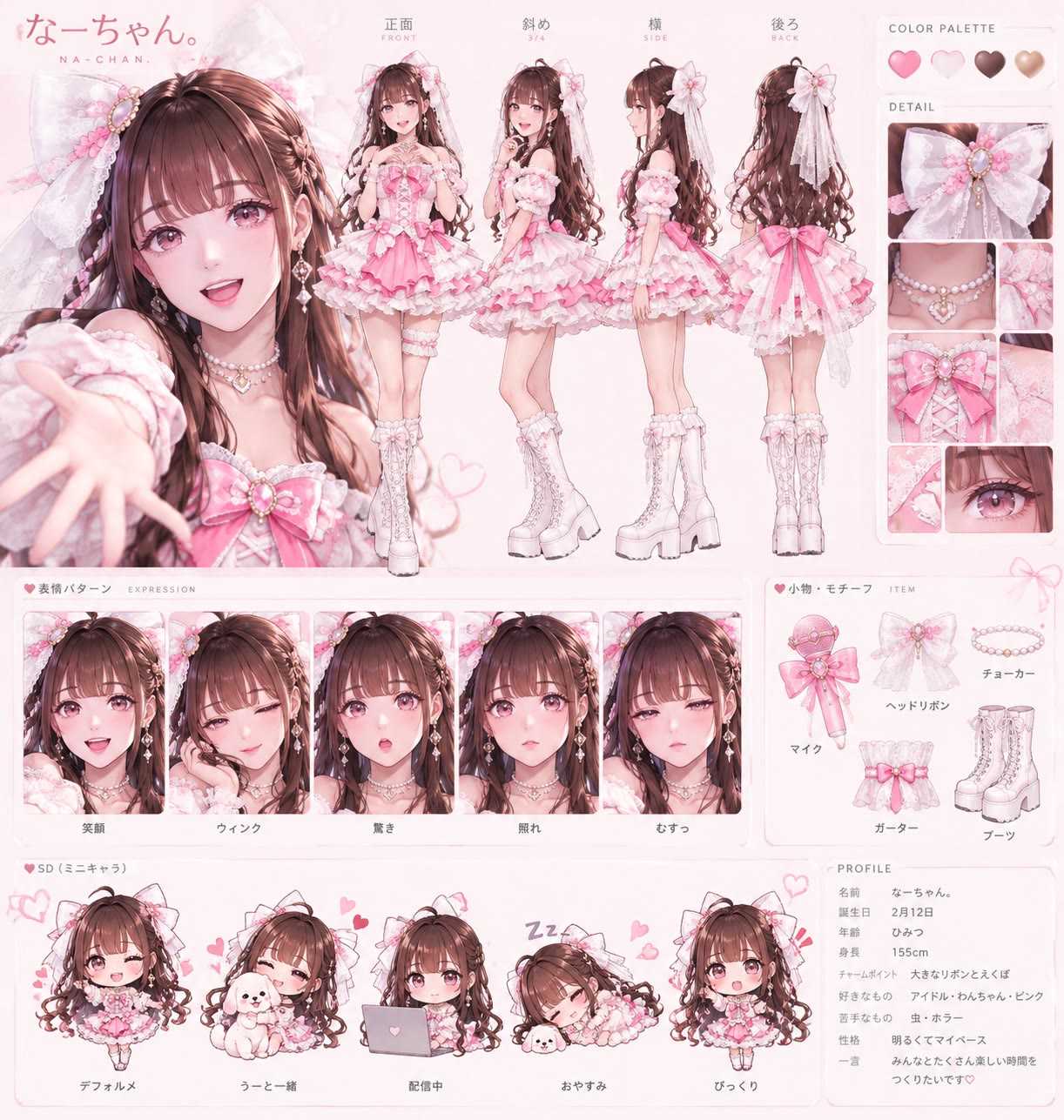 アイドル系キャラクターの設定資料